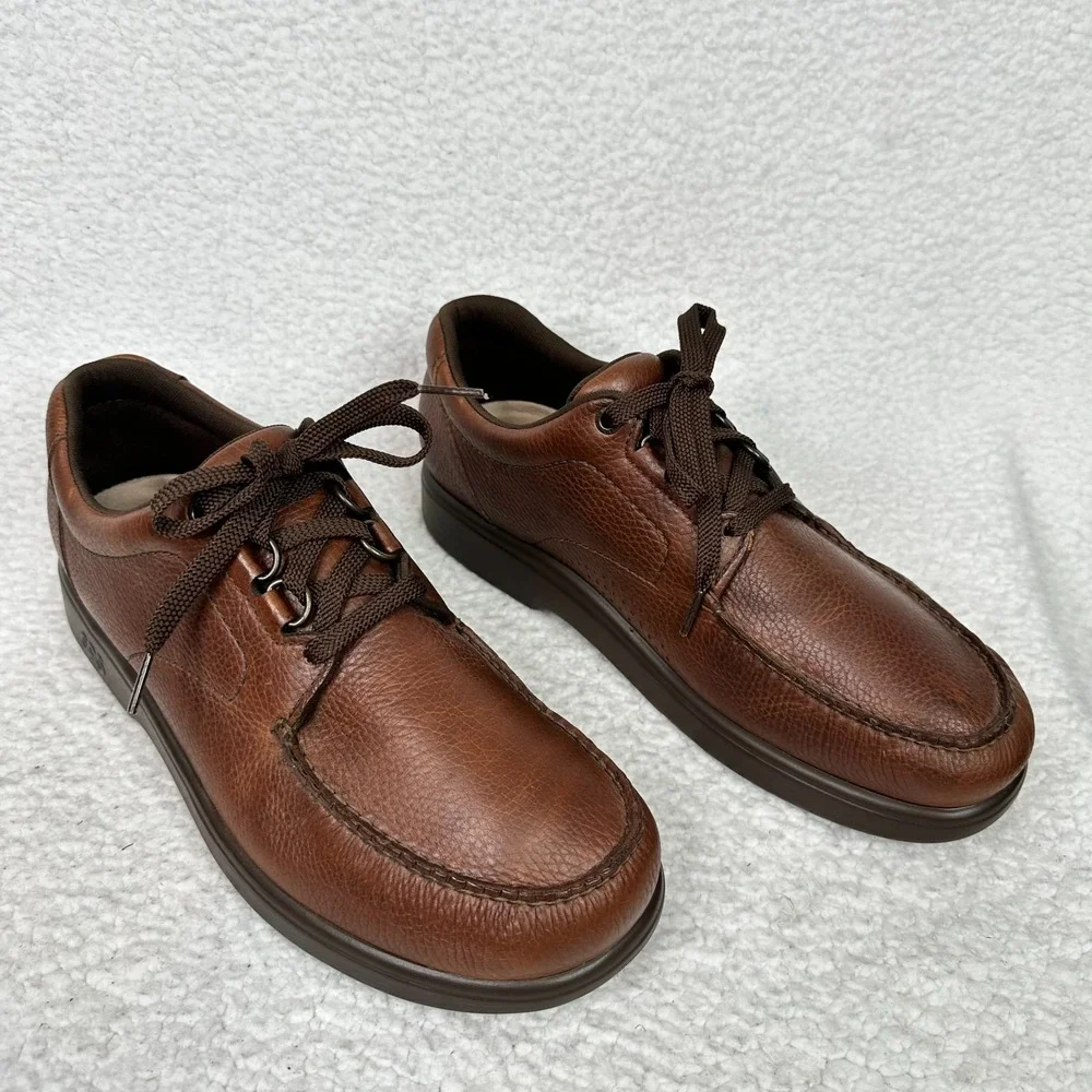 SAS Leather Lace Up Comfort Walking Shoes Tripad Mens 12M Brown Made USA Moc Toe